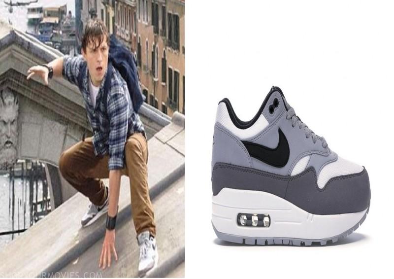 Spider-Man: Far from Home :Peter Parker's Sneakers Nike Air Max 1 White  Black Wolf Grey – Shopyourmovies